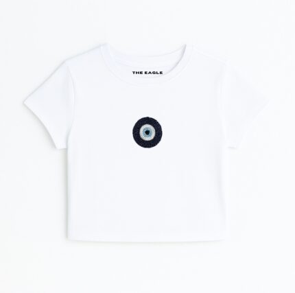EVIL EYE BEADED FITTED TEE