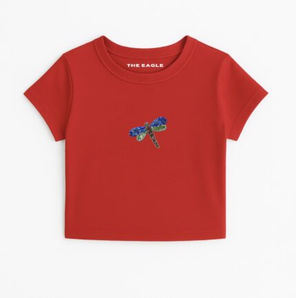 DRAGONFLY BEADED FITTED TEE